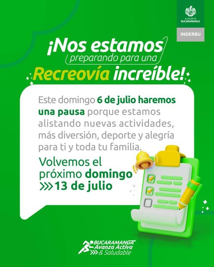 En este momento estás viendo Este domingo 6 de julio haremos una pausa y no habrá Recreovía en la carrera 27