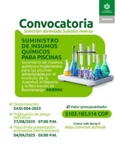 Lee más sobre el artículo Convocatoria insumos químicos para piscinas